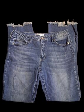 KanCan Blue Bootcut Jeans with Frayed Hem
